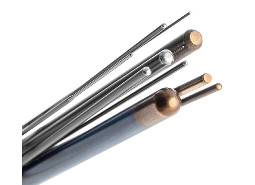 Various welding rods in different sizes and tip shapes, showcasing materials for welding applications. Relevant for welding techniques and equipment discussions.