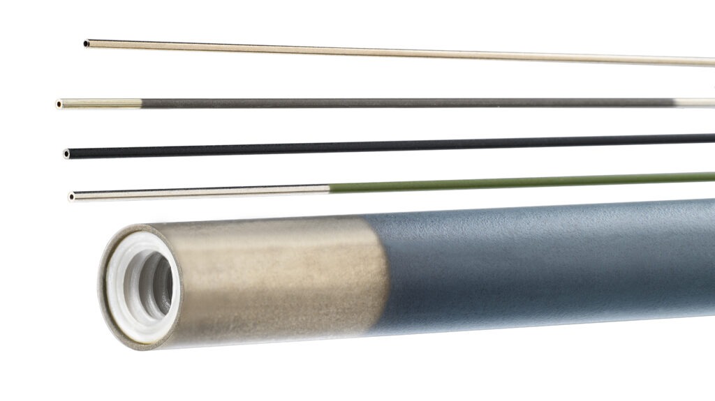 Various fishing rod tips arranged above a larger rod base, showcasing the diversity in design for fishing enthusiasts.